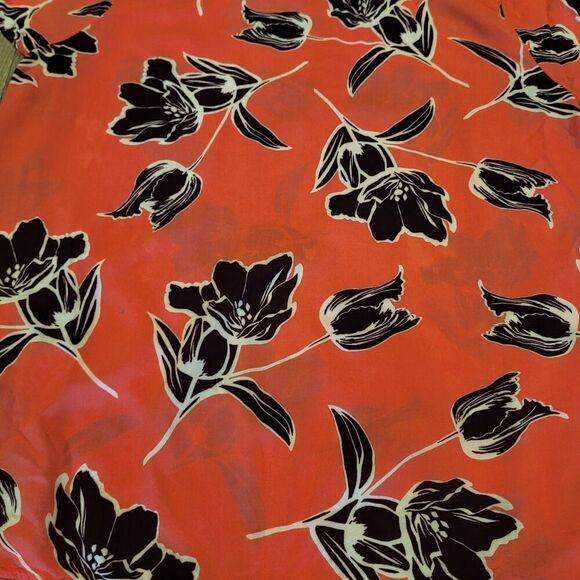 Old Navy Short Sleeve Black Floral on Pink Blouse Womens Size Large - Picture 2 of 6